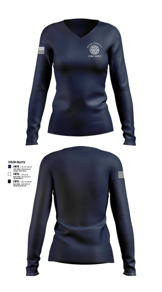 Womens Long Sleeve Vneck Shirt, Wayne Township Volunteer Fire Department, Fire Department, Teamtime, Team time, sublimation, custom sports apparel, team uniforms, spirit wear, spiritwear, sports uniforms, custom shirts, team store, custom team store, fundraiser sports, apparel fundraiser