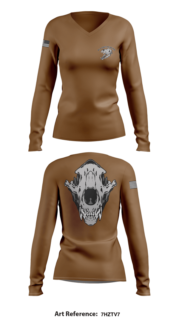 Women's Long Sleeve Vneck Shirt, B co 224th MI BN MX, Army, Teamtime, Team time, sublimation, custom sports apparel, team uniforms, spirit wear, spiritwear, sports uniforms, custom shirts, team store, custom team store, fundraiser sports, apparel fundraiser