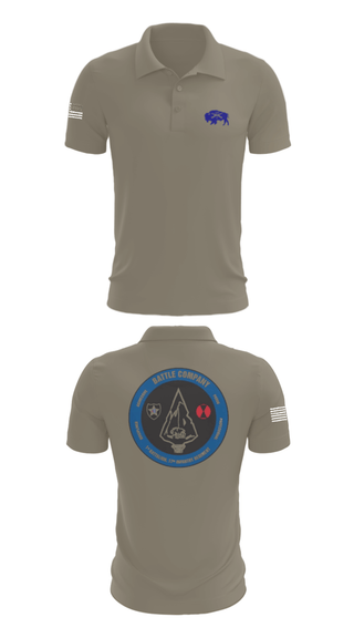 Short Sleeve Performance Polo, Battle company 1-17IN, Army, Teamtime, Team time, sublimation, custom sports apparel, team uniforms, spirit wear, spiritwear, sports uniforms, custom shirts, team store, custom team store, fundraiser sports, apparel fundraiser