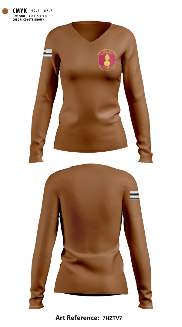 Women's Long Sleeve Vneck Shirt, 129th Heavy Transport Company129 TC CO, Army, Teamtime, Team time, sublimation, custom sports apparel, team uniforms, spirit wear, spiritwear, sports uniforms, custom shirts, team store, custom team store, fundraiser sports, apparel fundraiser