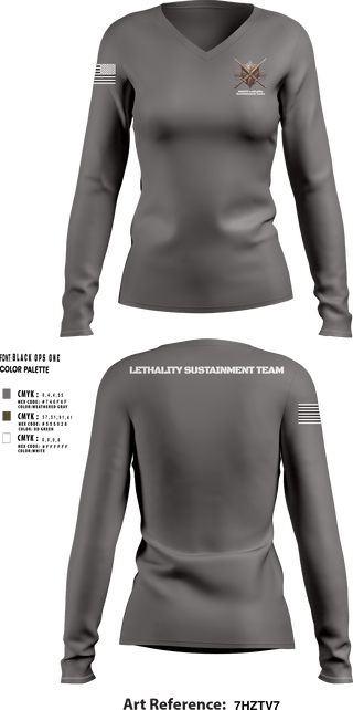 Women's Long Sleeve Vneck Shirt, National Guard Marksmanship Training Center, National Guard, Teamtime, Team time, sublimation, custom sports apparel, team uniforms, spirit wear, spiritwear, sports uniforms, custom shirts, team store, custom team store, fundraiser sports, apparel fundraiser