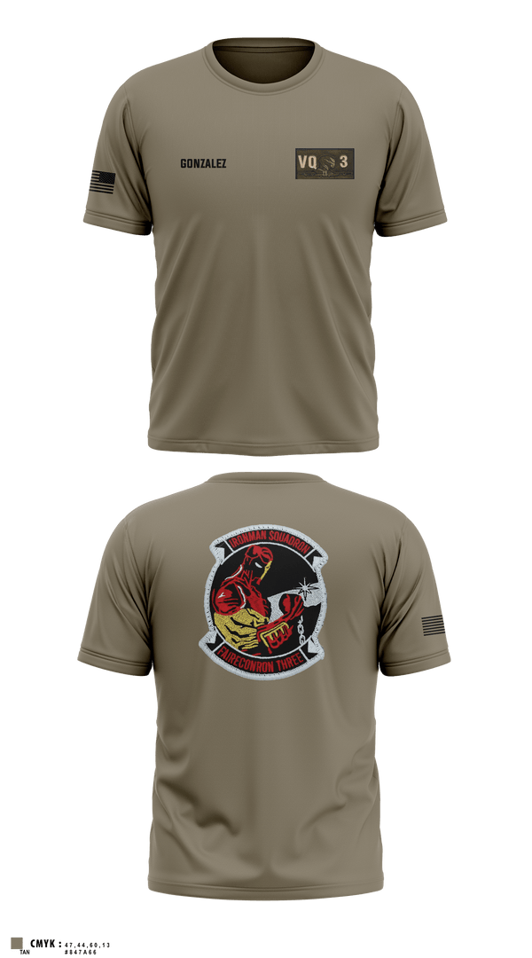 Old School Cotton Feel Shirt, VQ-3 DET TRVS, Navy, Teamtime, Team time, sublimation, custom sports apparel, team uniforms, spirit wear, spiritwear, sports uniforms, custom shirts, team store, custom team store, fundraiser sports, apparel fundraiser