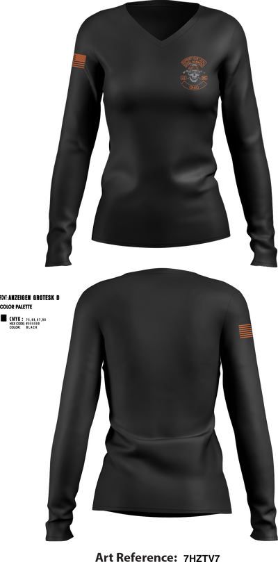 Yougstown Steel hammerz 95507834 Women's Long Sleeve V-neck Shirt - 1