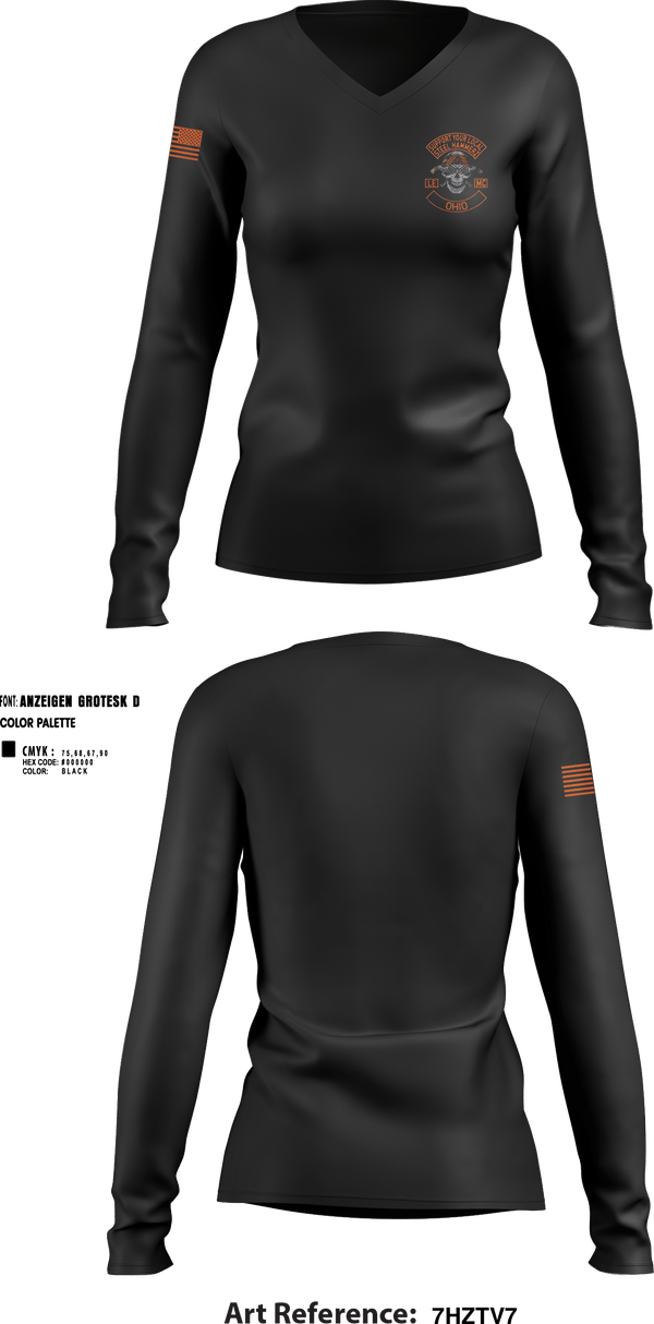 Women's Long Sleeve Vneck Shirt, Yougstown Steel hammerz, Police, Teamtime, Team time, sublimation, custom sports apparel, team uniforms, spirit wear, spiritwear, sports uniforms, custom shirts, team store, custom team store, fundraiser sports, apparel fundraiser
