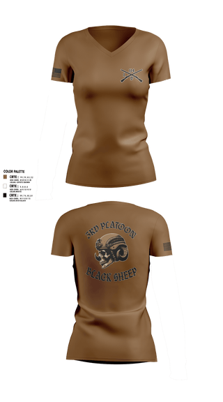 Women's Short Sleeve Vneck Shirt, 3rd PLT Black Sheep, Army, Teamtime, Team time, sublimation, custom sports apparel, team uniforms, spirit wear, spiritwear, sports uniforms, custom shirts, team store, custom team store, fundraiser sports, apparel fundraiser