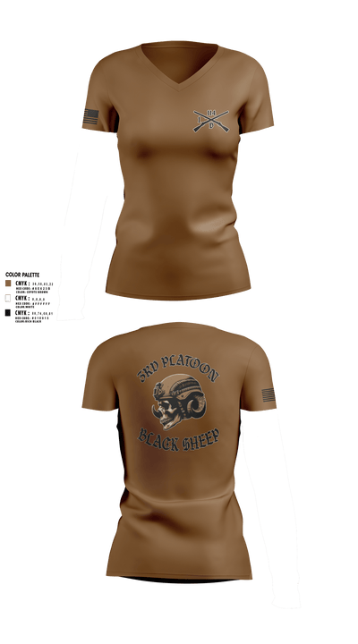 3rd PLT Black Sheep 32884167 Women's Short Sleeve V-neck Shirt - 80