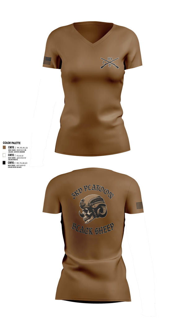 Women's Short Sleeve Vneck Shirt, 3rd PLT Black Sheep, Army, Teamtime, Team time, sublimation, custom sports apparel, team uniforms, spirit wear, spiritwear, sports uniforms, custom shirts, team store, custom team store, fundraiser sports, apparel fundraiser