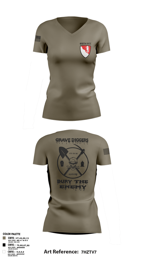 Women's Short Sleeve Vneck Shirt, 615TH ECC, , Teamtime, Team time, sublimation, custom sports apparel, team uniforms, spirit wear, spiritwear, sports uniforms, custom shirts, team store, custom team store, fundraiser sports, apparel fundraiser