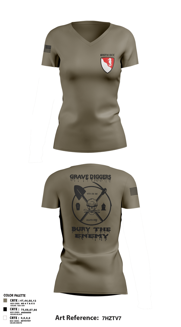 Women's Short Sleeve Vneck Shirt, 615TH ECC, , Teamtime, Team time, sublimation, custom sports apparel, team uniforms, spirit wear, spiritwear, sports uniforms, custom shirts, team store, custom team store, fundraiser sports, apparel fundraiser