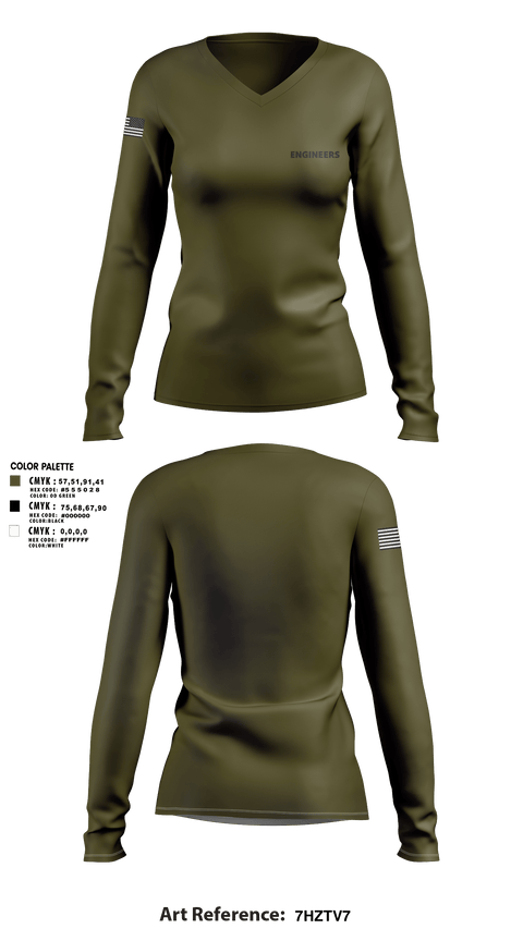 Women's Long Sleeve Vneck Shirt, Engineers, Marines, Teamtime, Team time, sublimation, custom sports apparel, team uniforms, spirit wear, spiritwear, sports uniforms, custom shirts, team store, custom team store, fundraiser sports, apparel fundraiser
