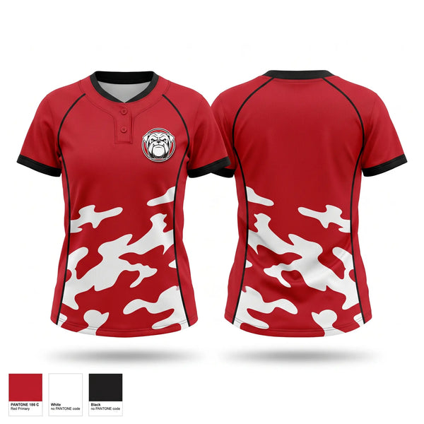 Two Button Softball Jersey, Livonia Bulldogs, Softball, Teamtime, Team time, sublimation, custom sports apparel, team uniforms, spirit wear, spiritwear, sports uniforms, custom shirts, team store, custom team store, fundraiser sports, apparel fundraiser