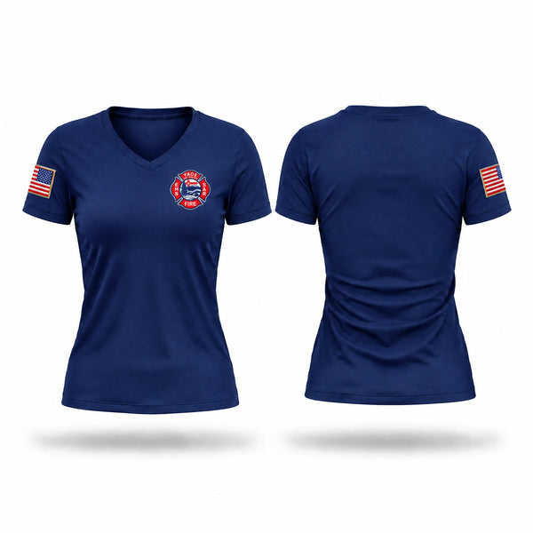 Taos ski valley fire Women's Short Sleeve V-neck Shirt - 1