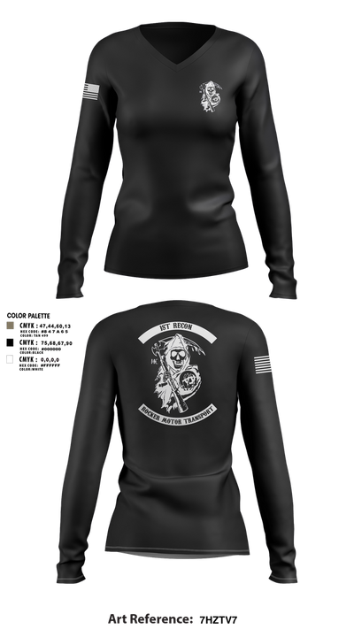 1st Recon 45718444 Women's Long Sleeve V-neck Shirt - 3