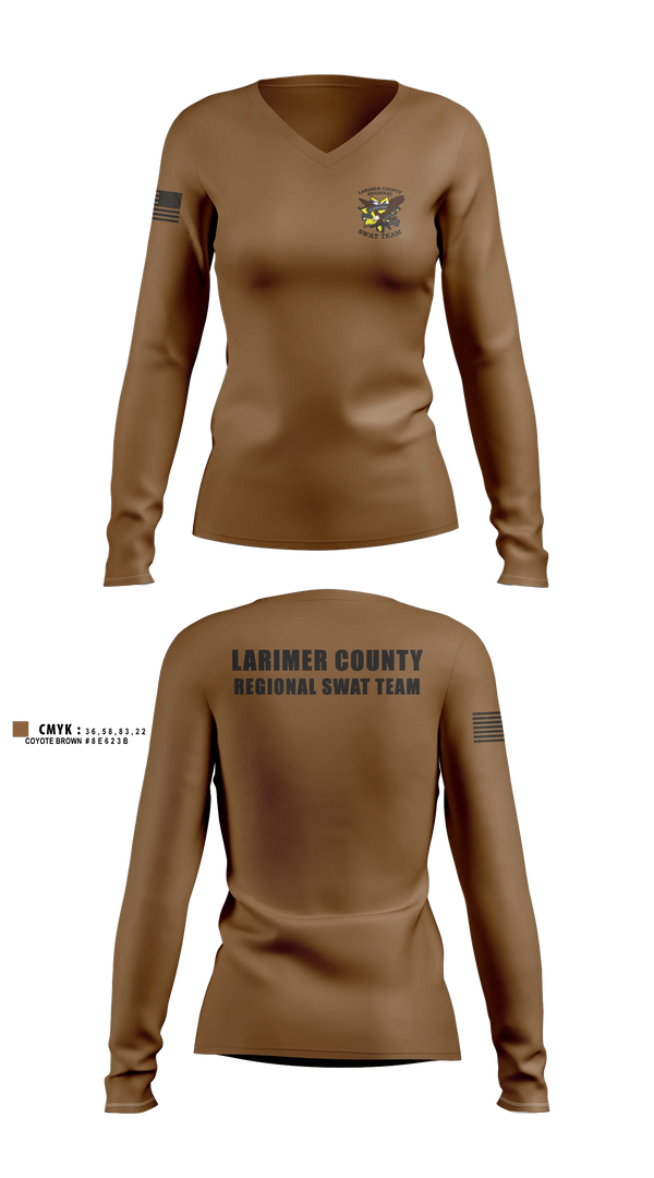 Womens Long Sleeve Vneck Shirt, Larimer County Swat, Police, Teamtime, Team time, sublimation, custom sports apparel, team uniforms, spirit wear, spiritwear, sports uniforms, custom shirts, team store, custom team store, fundraiser sports, apparel fundraiser
