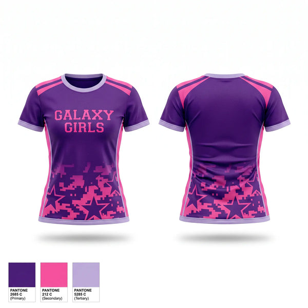 Soft Poly Tee Cotton Like Feel, Galaxy Girls, Women's Soccer, Teamtime, Team time, sublimation, custom sports apparel, team uniforms, spirit wear, spiritwear, sports uniforms, custom shirts, team store, custom team store, fundraiser sports, apparel fundraiser