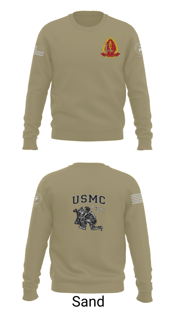 Crew Neck Sweatshirt, 1st Bn 2mar 2nd MarDiv, , Teamtime, Team time, sublimation, custom sports apparel, team uniforms, spirit wear, spiritwear, sports uniforms, custom shirts, team store, custom team store, fundraiser sports, apparel fundraiser