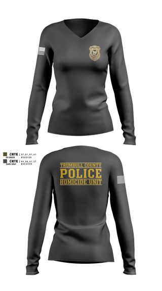 Womens Long Sleeve Vneck Shirt, Trumbull County Homicide Investigation and Prosecution Unit, , Teamtime, Team time, sublimation, custom sports apparel, team uniforms, spirit wear, spiritwear, sports uniforms, custom shirts, team store, custom team store, fundraiser sports, apparel fundraiser