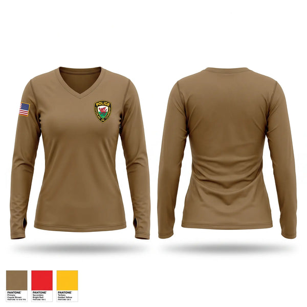 Womens Long Sleeve Vneck Shirt, Uwchlan Township Police Department, Police, Teamtime, Team time, sublimation, custom sports apparel, team uniforms, spirit wear, spiritwear, sports uniforms, custom shirts, team store, custom team store, fundraiser sports, apparel fundraiser