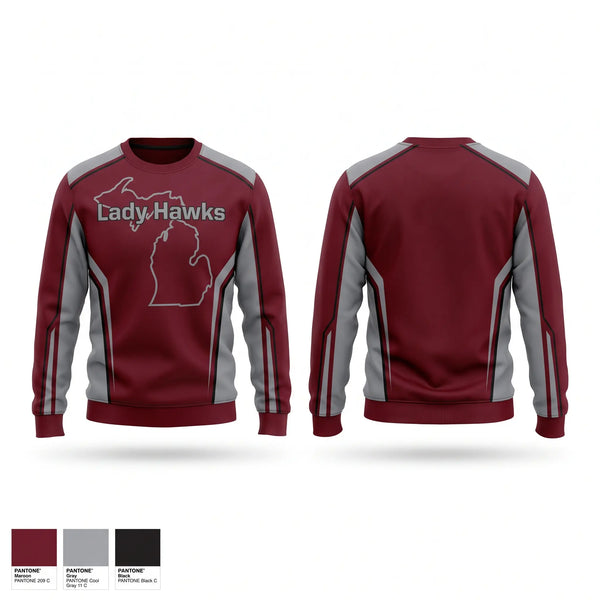 Crew Neck Sweatshirt, Lady Hawks, Softball, Teamtime, Team time, sublimation, custom sports apparel, team uniforms, spirit wear, spiritwear, sports uniforms, custom shirts, team store, custom team store, fundraiser sports, apparel fundraiser