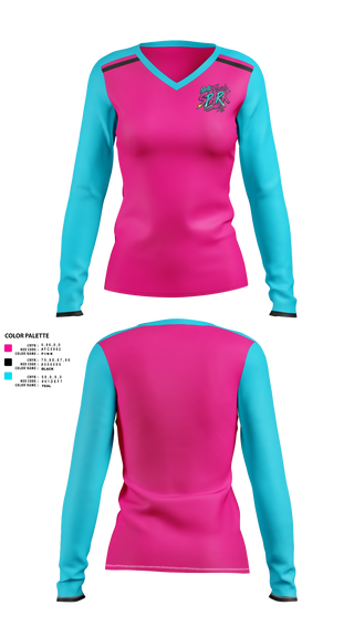 Womens Long Sleeve Vneck Shirt, North Florida Spark, Softball, Teamtime, Team time, sublimation, custom sports apparel, team uniforms, spirit wear, spiritwear, sports uniforms, custom shirts, team store, custom team store, fundraiser sports, apparel fundraiser