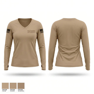 Womens Long Sleeve Vneck Shirt, 5th & Shady1st SFOD-D, Men's Lacrosse, Teamtime, Team time, sublimation, custom sports apparel, team uniforms, spirit wear, spiritwear, sports uniforms, custom shirts, team store, custom team store, fundraiser sports, apparel fundraiser
