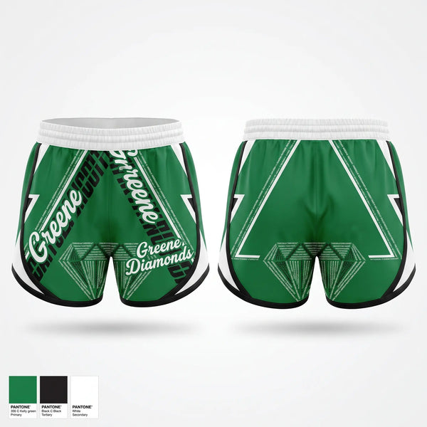 Womens Shorts, Greene Diamonds, Softball, Teamtime, Team time, sublimation, custom sports apparel, team uniforms, spirit wear, spiritwear, sports uniforms, custom shirts, team store, custom team store, fundraiser sports, apparel fundraiser