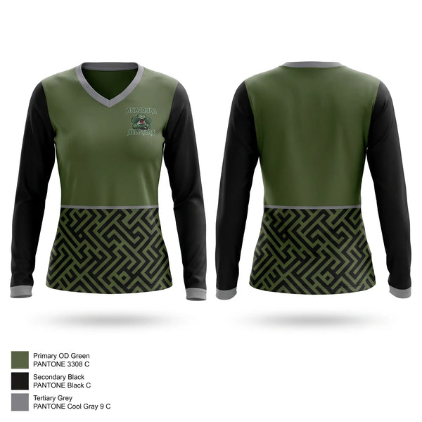 Womens Long Sleeve Vneck Shirt, Anaconda, Men's Basketball, Teamtime, Team time, sublimation, custom sports apparel, team uniforms, spirit wear, spiritwear, sports uniforms, custom shirts, team store, custom team store, fundraiser sports, apparel fundraiser