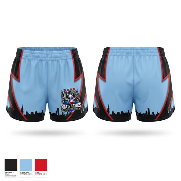 Womens Shorts, Windy City NativHawks, Men's Basketball, Teamtime, Team time, sublimation, custom sports apparel, team uniforms, spirit wear, spiritwear, sports uniforms, custom shirts, team store, custom team store, fundraiser sports, apparel fundraiser