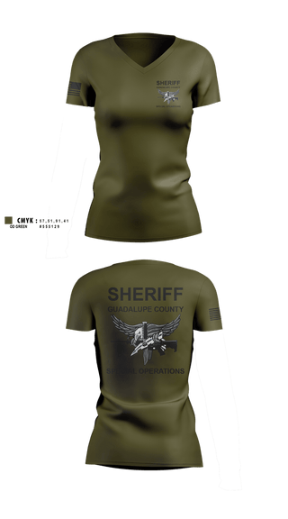 Womens Short Sleeve Vneck Shirt, Guadalupe County SWAT, Police, Teamtime, Team time, sublimation, custom sports apparel, team uniforms, spirit wear, spiritwear, sports uniforms, custom shirts, team store, custom team store, fundraiser sports, apparel fundraiser
