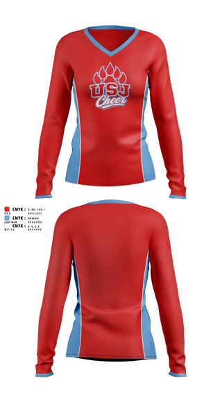 Womens Long Sleeve Vneck Shirt, USJ Bruins, Spirit Store, Teamtime, Team time, sublimation, custom sports apparel, team uniforms, spirit wear, spiritwear, sports uniforms, custom shirts, team store, custom team store, fundraiser sports, apparel fundraiser