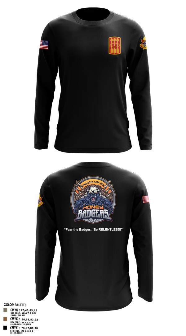 Long Sleeve Performance Shirt, Honey Badgers / 30X, Army, Teamtime, Team time, sublimation, custom sports apparel, team uniforms, spirit wear, spiritwear, sports uniforms, custom shirts, team store, custom team store, fundraiser sports, apparel fundraiser
