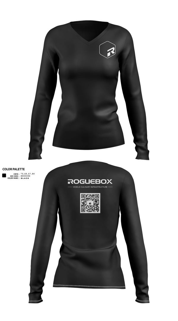 Womens Long Sleeve Vneck Shirt, Roguebox, , Teamtime, Team time, sublimation, custom sports apparel, team uniforms, spirit wear, spiritwear, sports uniforms, custom shirts, team store, custom team store, fundraiser sports, apparel fundraiser