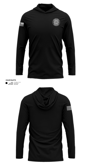 Long Sleeve Performance Shirt with hood, Palisades Park Police Department, Police, Teamtime, Team time, sublimation, custom sports apparel, team uniforms, spirit wear, spiritwear, sports uniforms, custom shirts, team store, custom team store, fundraiser sports, apparel fundraiser
