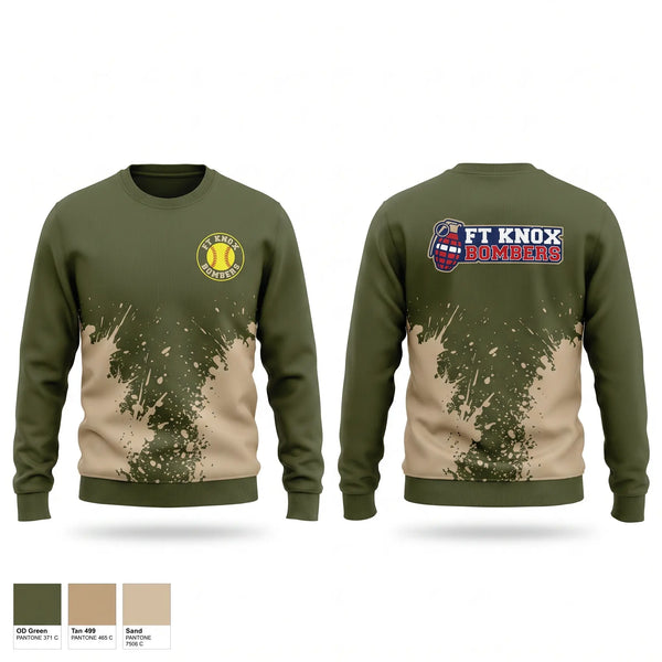 Crew Neck Sweatshirt, Fort Knox Bombers, Softball, Teamtime, Team time, sublimation, custom sports apparel, team uniforms, spirit wear, spiritwear, sports uniforms, custom shirts, team store, custom team store, fundraiser sports, apparel fundraiser