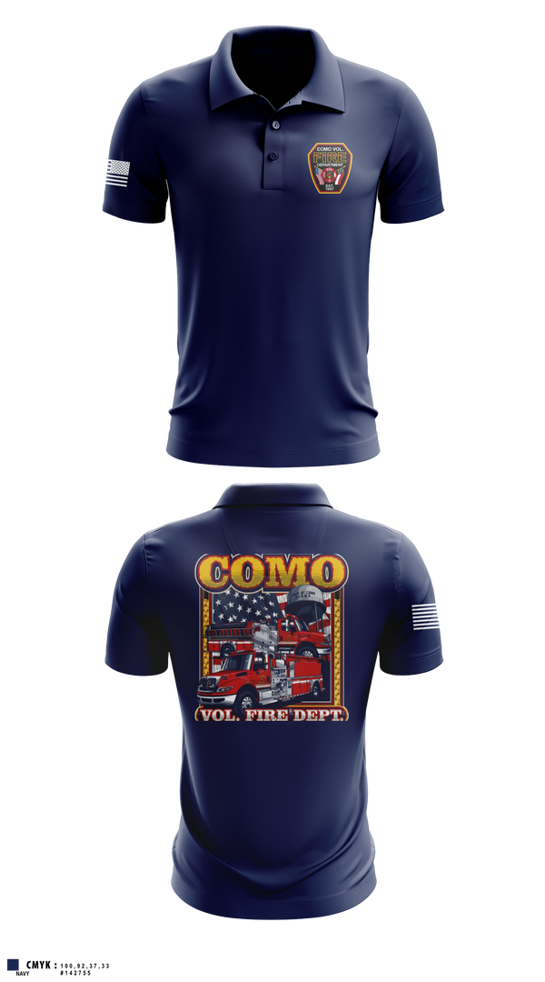Short Sleeve Performance Polo, Como Volunteer Fire Department, Fire Department, Teamtime, Team time, sublimation, custom sports apparel, team uniforms, spirit wear, spiritwear, sports uniforms, custom shirts, team store, custom team store, fundraiser sports, apparel fundraiser