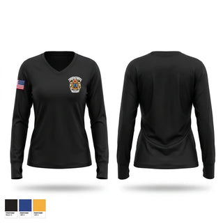 Womens Long Sleeve Vneck Shirt, Wind River USWFS, Fire Department, Teamtime, Team time, sublimation, custom sports apparel, team uniforms, spirit wear, spiritwear, sports uniforms, custom shirts, team store, custom team store, fundraiser sports, apparel fundraiser