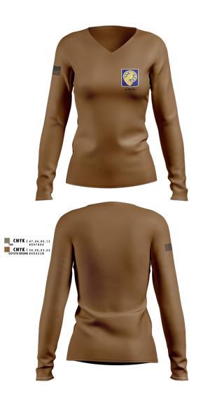 Womens Long Sleeve Vneck Shirt, 2-34 AR, Army, Teamtime, Team time, sublimation, custom sports apparel, team uniforms, spirit wear, spiritwear, sports uniforms, custom shirts, team store, custom team store, fundraiser sports, apparel fundraiser