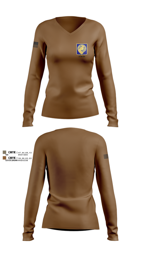 Womens Long Sleeve Vneck Shirt, 2-34 AR, Army, Teamtime, Team time, sublimation, custom sports apparel, team uniforms, spirit wear, spiritwear, sports uniforms, custom shirts, team store, custom team store, fundraiser sports, apparel fundraiser