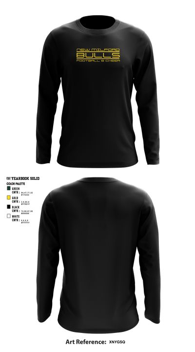 New Milford Bulls Football And Cheerleading 19489077 Long Sleeve Performance Shirt - 12