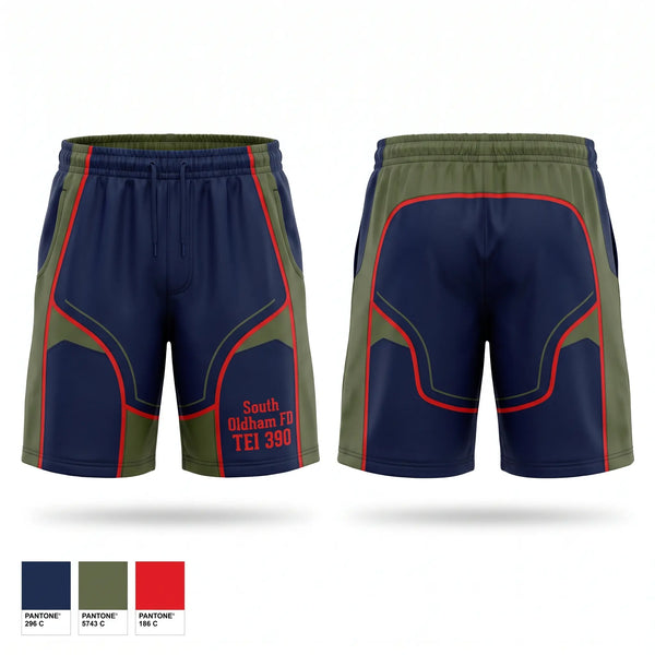 Athletic Shorts With Pockets, South Oldham FD TEI 390, Fire Department, Teamtime, Team time, sublimation, custom sports apparel, team uniforms, spirit wear, spiritwear, sports uniforms, custom shirts, team store, custom team store, fundraiser sports, apparel fundraiser
