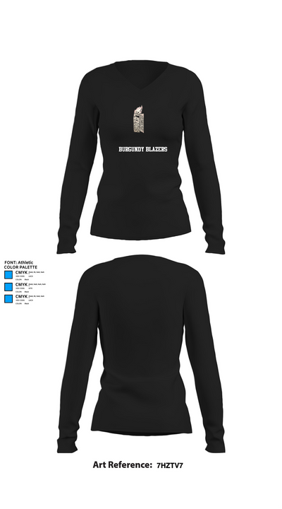 Burgundy Blazers Women's Long Sleeve V-neck Shirt - 34
