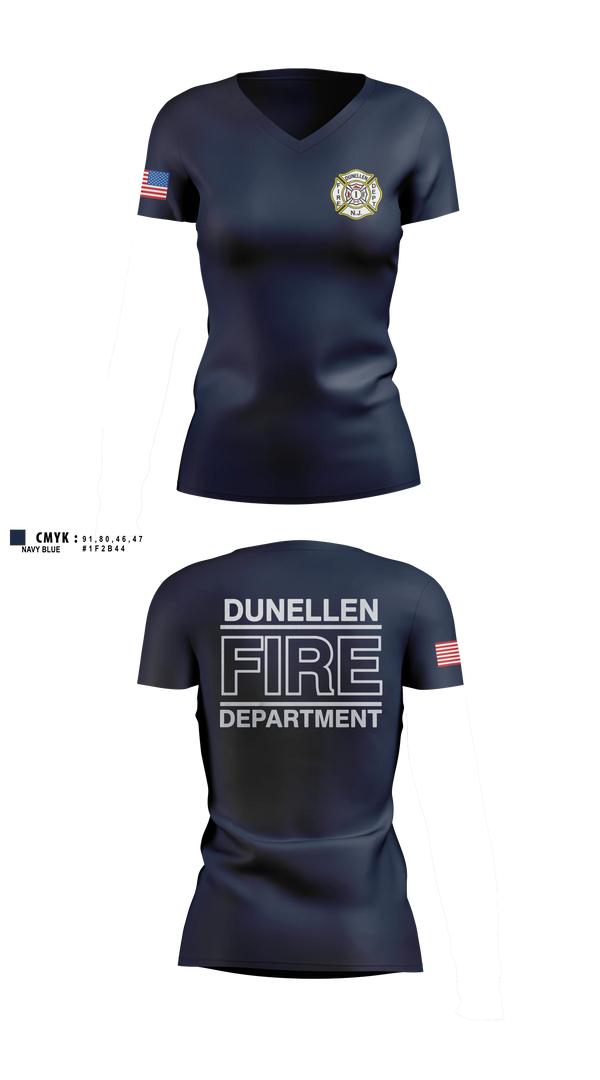 Dunellen Fire Department Women's Short Sleeve V-neck Shirt - 4
