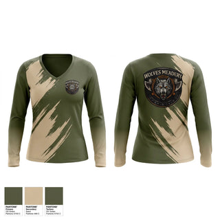 Womens Long Sleeve Vneck Shirt, Wolves Meadery LLC, , Teamtime, Team time, sublimation, custom sports apparel, team uniforms, spirit wear, spiritwear, sports uniforms, custom shirts, team store, custom team store, fundraiser sports, apparel fundraiser