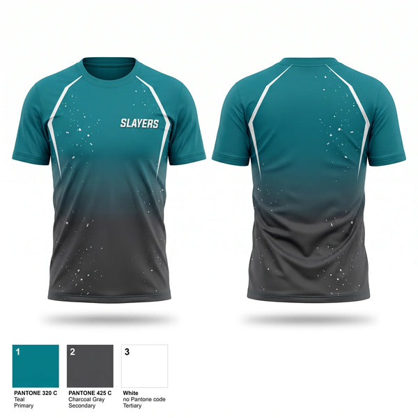 Soft Poly Tee Cotton Like Feel, SLAYERS, Softball, Teamtime, Team time, sublimation, custom sports apparel, team uniforms, spirit wear, spiritwear, sports uniforms, custom shirts, team store, custom team store, fundraiser sports, apparel fundraiser