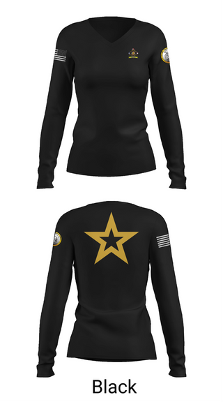 Womens Long Sleeve Vneck Shirt, University of Toledo Army Marksmanship Unit, Army, Teamtime, Team time, sublimation, custom sports apparel, team uniforms, spirit wear, spiritwear, sports uniforms, custom shirts, team store, custom team store, fundraiser sports, apparel fundraiser