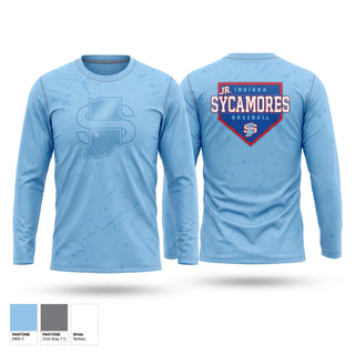 Long Sleeve Performance Shirt, Indiana Jr Sycamores, Baseball, Teamtime, Team time, sublimation, custom sports apparel, team uniforms, spirit wear, spiritwear, sports uniforms, custom shirts, team store, custom team store, fundraiser sports, apparel fundraiser