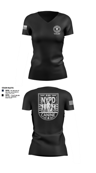 Womens Short Sleeve Vneck Shirt, NYPD ESU K9, Police, Teamtime, Team time, sublimation, custom sports apparel, team uniforms, spirit wear, spiritwear, sports uniforms, custom shirts, team store, custom team store, fundraiser sports, apparel fundraiser