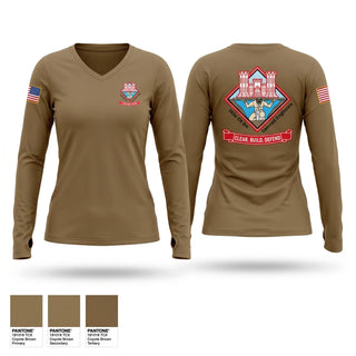 Womens Long Sleeve Vneck Shirt, 363 Engineer Battalion, Army, Teamtime, Team time, sublimation, custom sports apparel, team uniforms, spirit wear, spiritwear, sports uniforms, custom shirts, team store, custom team store, fundraiser sports, apparel fundraiser