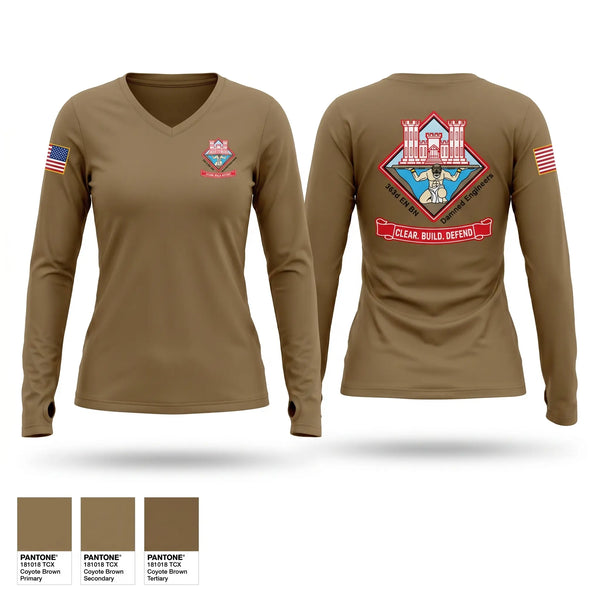 Womens Long Sleeve Vneck Shirt, 363 Engineer Battalion, Army, Teamtime, Team time, sublimation, custom sports apparel, team uniforms, spirit wear, spiritwear, sports uniforms, custom shirts, team store, custom team store, fundraiser sports, apparel fundraiser