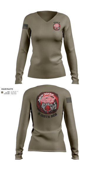 Womens Long Sleeve Vneck Shirt, Dirty Dozen, , Teamtime, Team time, sublimation, custom sports apparel, team uniforms, spirit wear, spiritwear, sports uniforms, custom shirts, team store, custom team store, fundraiser sports, apparel fundraiser